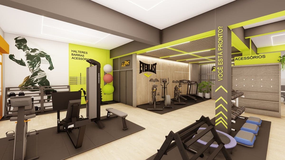 Showroom da FitTec Gym com equipamentos de academia em Caxias do Sul